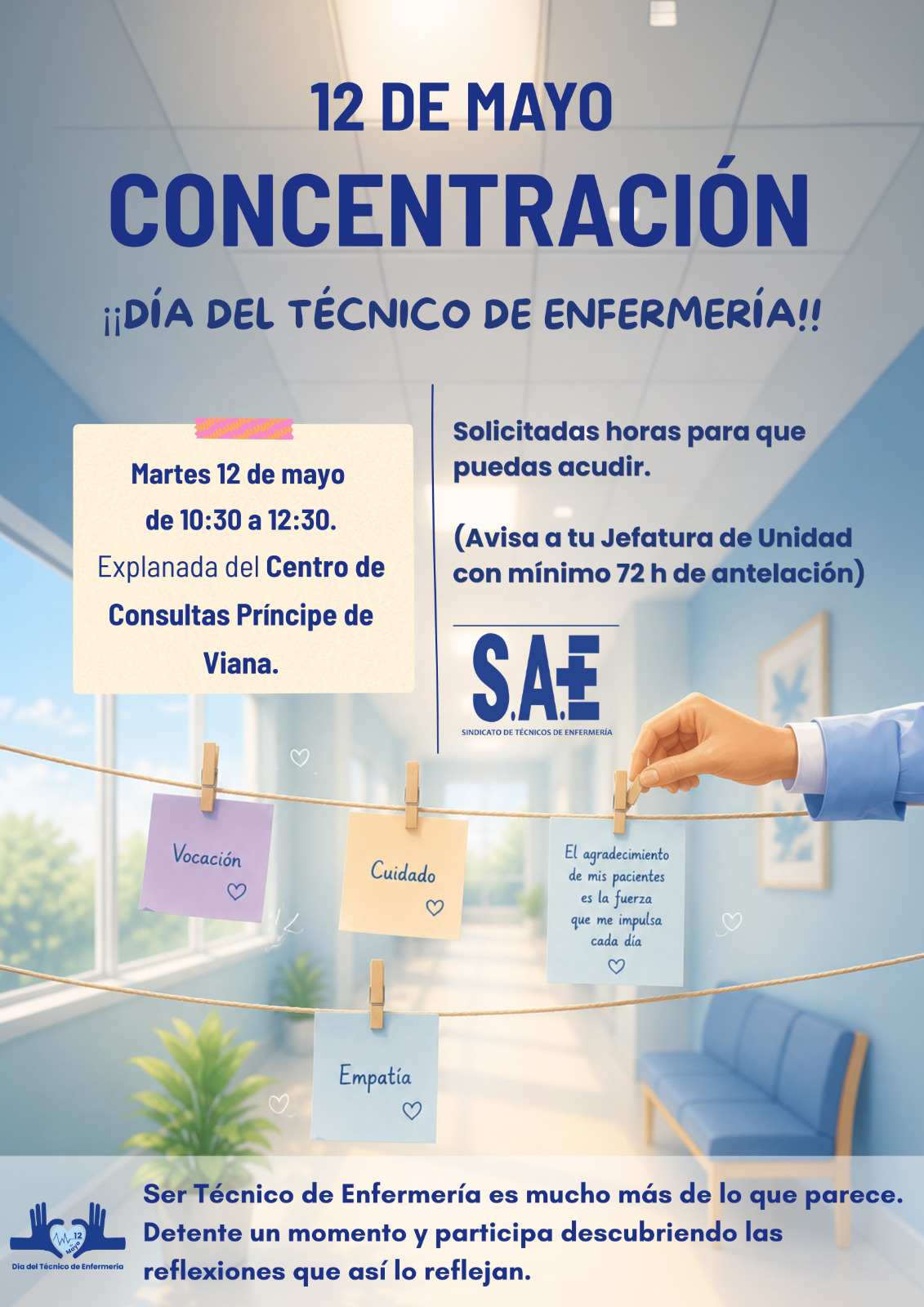 12 DE MAYO: DÍA DEL TÉCNICO DE ENFERMERÍA. SAE PRESENTA EL RESULTADO DE SU CAMPAÑA DE RECOGIDA DE INFORMACIÓN EN HOSPITALES E INSTITUTOS